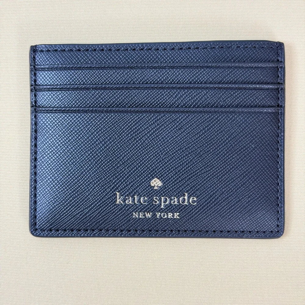 NEW Kate Spade NY Black Saffiano Leather Madison Small Slim Card Holder Wallet‎